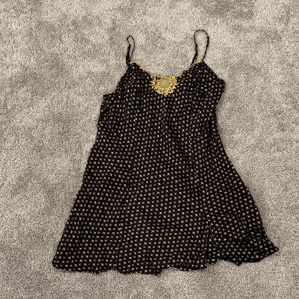 Black and Gold slip nightgown vintage Victoria’s Secret